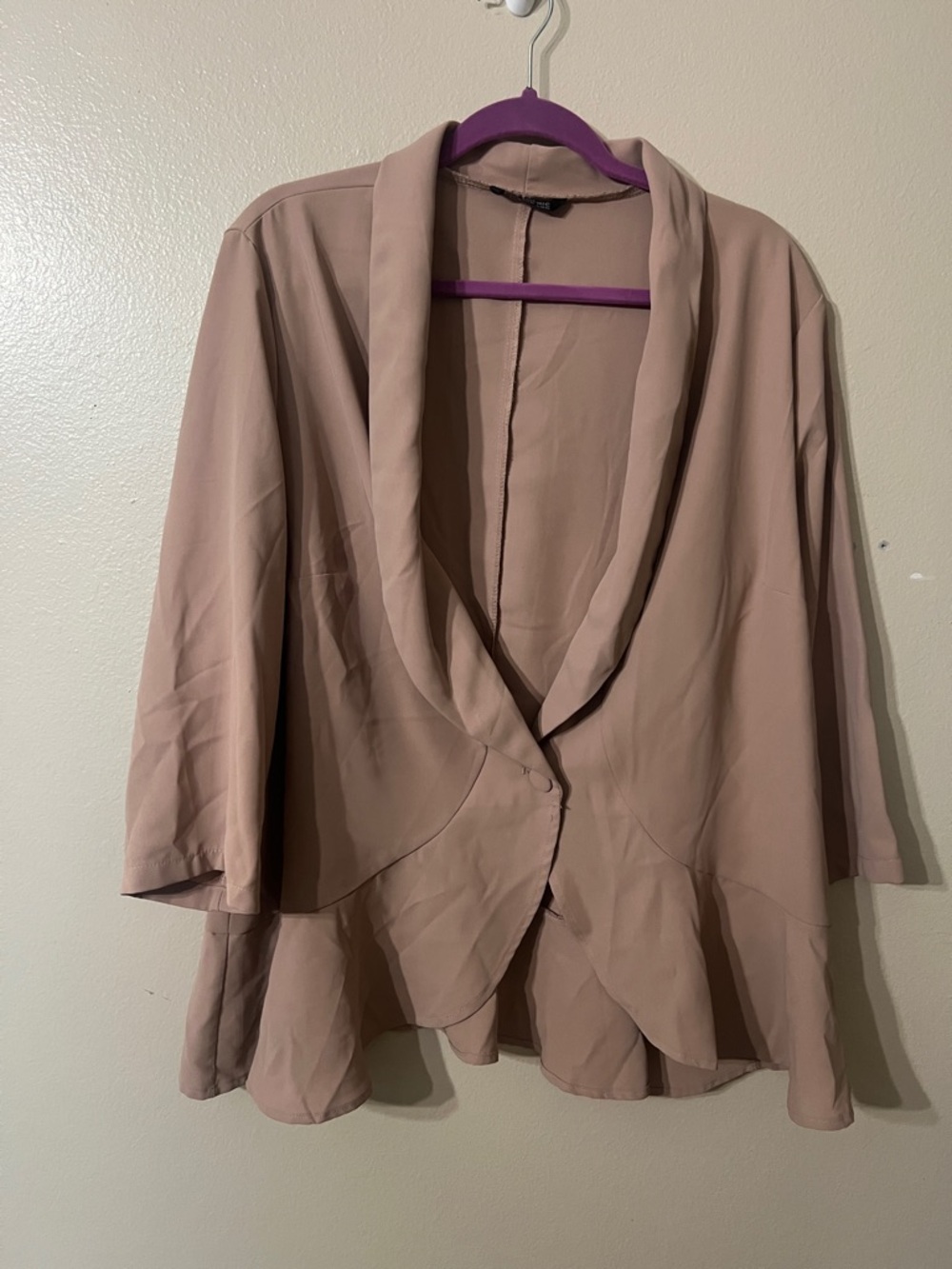 BloomChic Dusty Blush Draped Open-Front Blazer